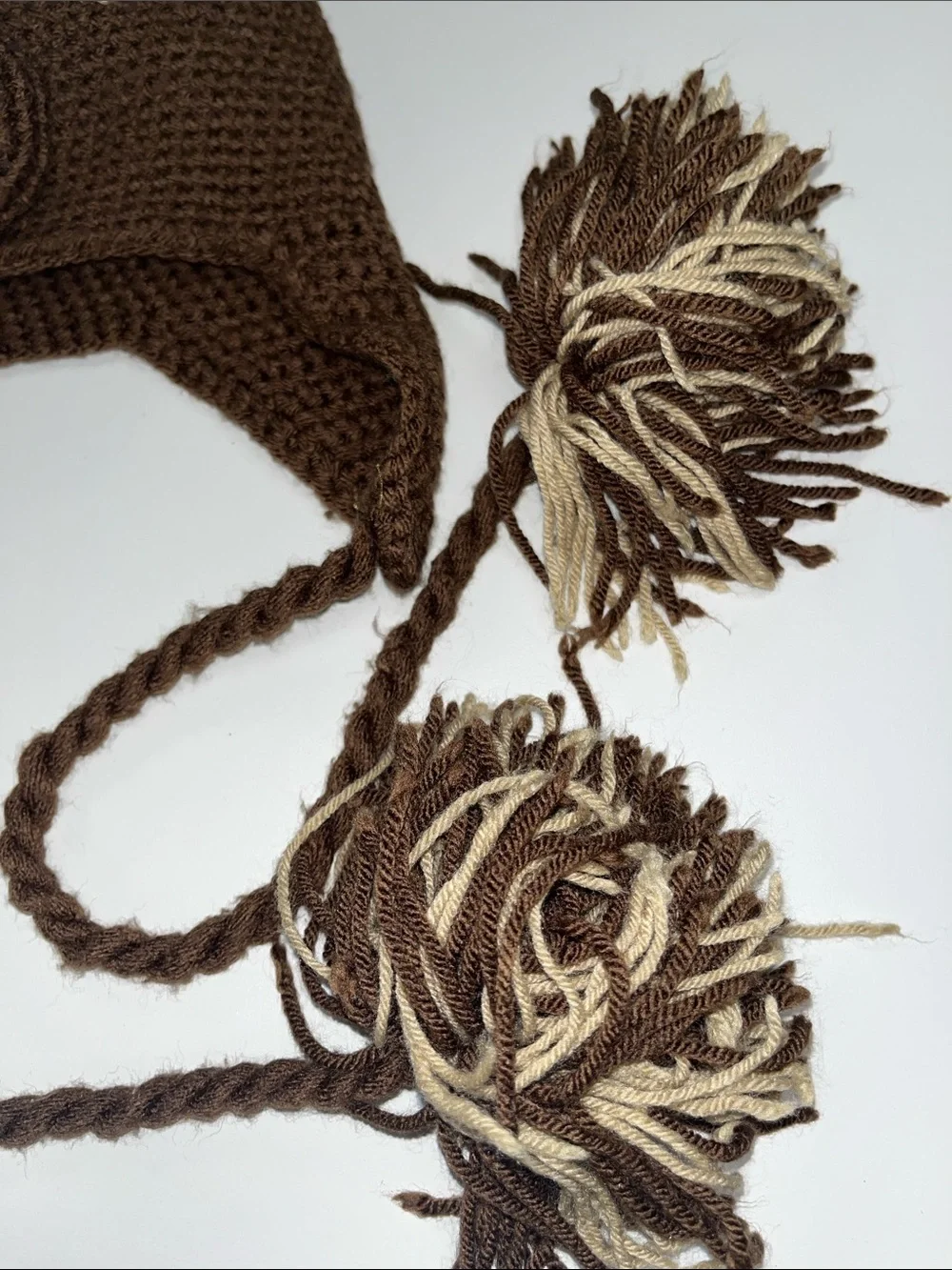 Source Unknown Brown Bear Crochet Earflap Hat with Beige Accents
